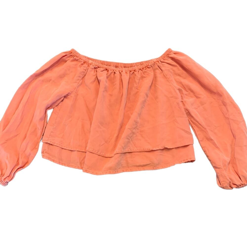 Thread and Supply Womens cropped salmon tiered top Small